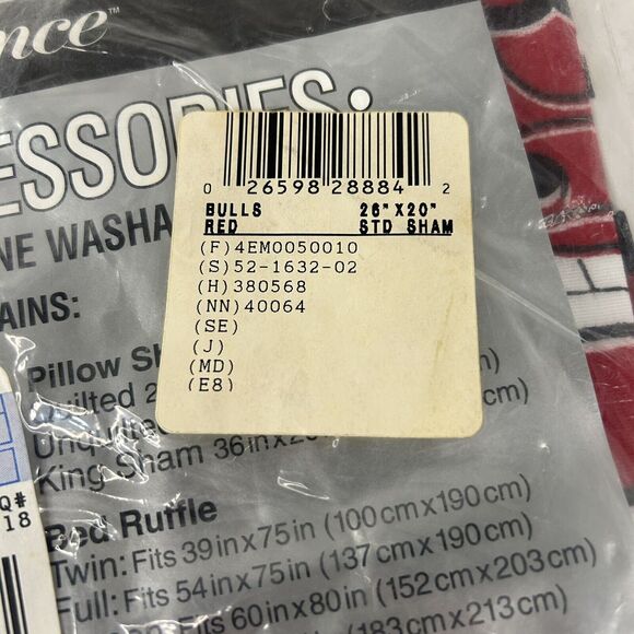 Set Of 2 Vtg 90’s Chicago Bulls Pillow Shams Standard Performance by Springs NEW - Picture 6 of 9